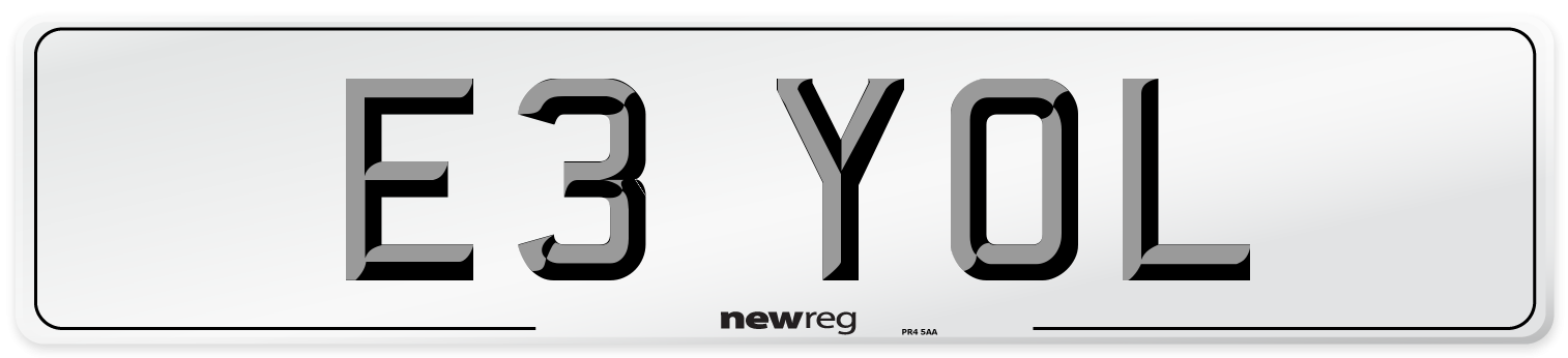 E3 YOL Number Plate from New Reg